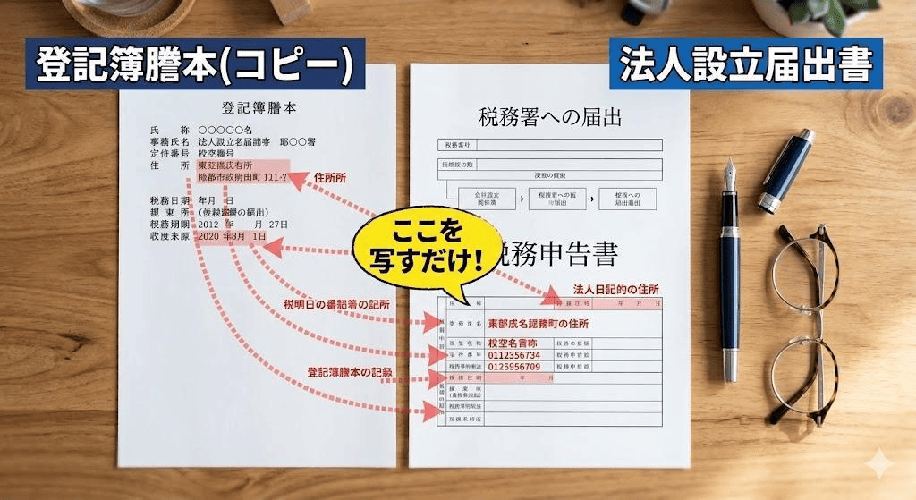 【項目別】法人設立届出書の書き方・記入例｜迷ったら「登記簿」を写すだけ！