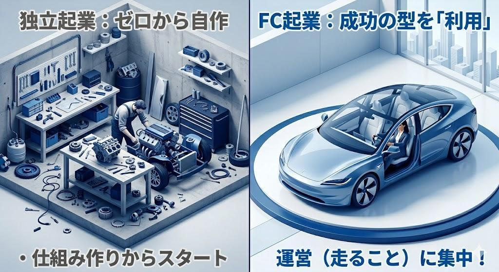 独立起業とフランチャイズ起業の比較表