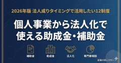 個人事業から法人化で使える助成金・補助金【2026年版】法人成りタイミングで活用したい12制度と申請ロードマップ